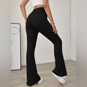H&M Knitted Ribbed Black Light Weight Flare Pants (M)